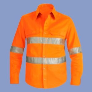 Camisa drill naranja antiflama con cinta 3M – hps seguridad Camisa drill antiflama naranja - hps seguridad