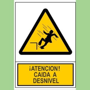 Cartel atención caida a desnivel 40 x 60 – amesh global Cartel de obra - caida a desbivel - amesh global